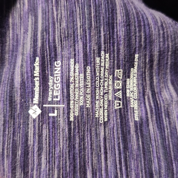 Members Mark Ladies Everyday Leggings  Heather Purple Large, NWOT - Picture 2 of 2